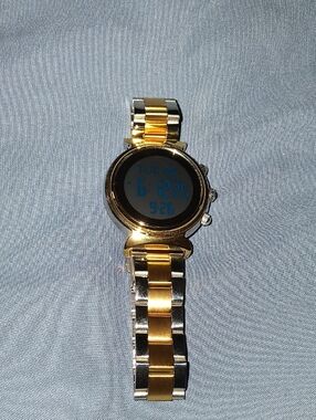 Two-Tone Gold & Silver Digital Stainless Steel Watch